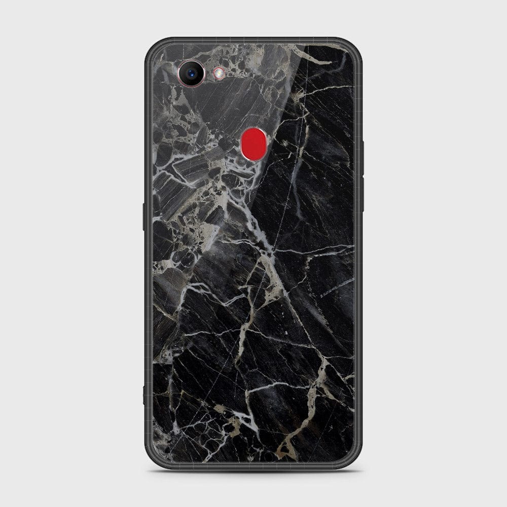 Oppo F7 Cover- Black Marble Series - HQ Ultra Shine Premium Infinity Glass Soft Silicon Borders Case