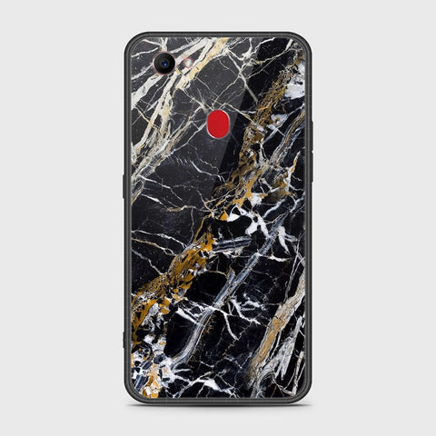 Oppo F7 Cover- Black Marble Series - HQ Ultra Shine Premium Infinity Glass Soft Silicon Borders Case