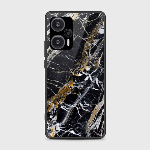 Xiaomi Poco F5  Cover- Black Marble Series - HQ Ultra Shine Premium Infinity Glass Soft Silicon Borders Case