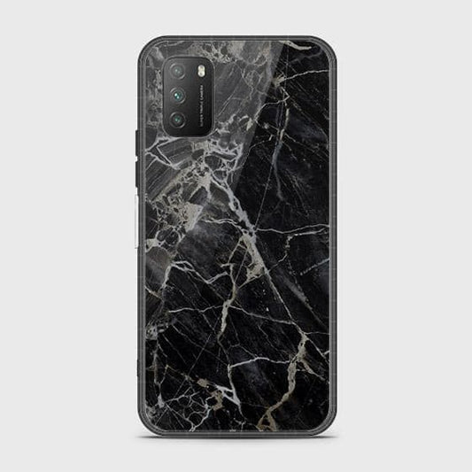 Xiaomi Poco M3 Cover - Black Marble Series - HQ Ultra Shine Premium Infinity Glass Soft Silicon Borders Case