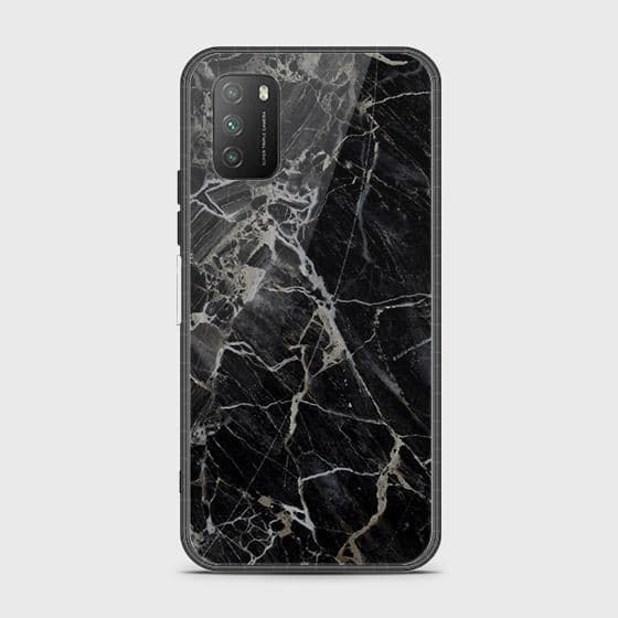 Xiaomi Redmi 9T Cover - Black Marble Series - HQ Ultra Shine Premium Infinity Glass Soft Silicon Borders Case