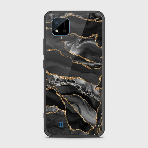 Realme Narzo 50i Cover- Black Marble Series - HQ Ultra Shine Premium Infinity Glass Soft Silicon Borders Case