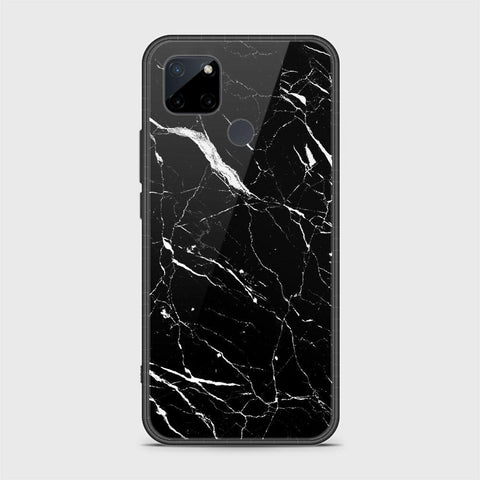 Realme C25Y Cover- Black Marble Series - HQ Ultra Shine Premium Infinity Glass Soft Silicon Borders Case