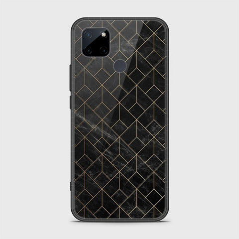 Realme C25Y Cover- Black Marble Series - HQ Ultra Shine Premium Infinity Glass Soft Silicon Borders Case