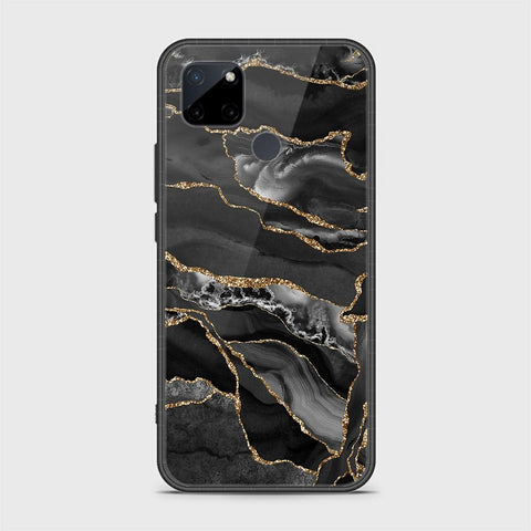 Realme C21Y Cover- Black Marble Series - HQ Ultra Shine Premium Infinity Glass Soft Silicon Borders Case