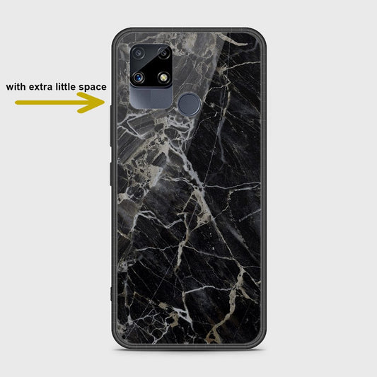 Realme C12 Cover- Black Marble Series - HQ Ultra Shine Premium Infinity Glass Soft Silicon Borders Case