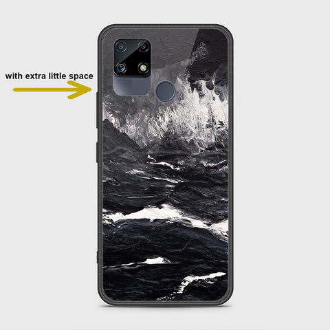 Realme C15 Cover- Black Marble Series - HQ Ultra Shine Premium Infinity Glass Soft Silicon Borders Case