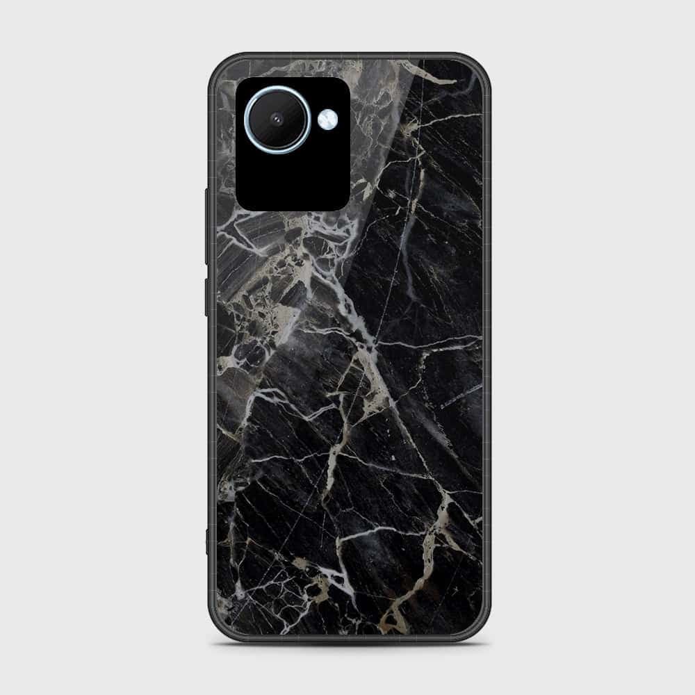 Realme C30 Cover- Black Marble Series - HQ Ultra Shine Premium Infinity Glass Soft Silicon Borders Case