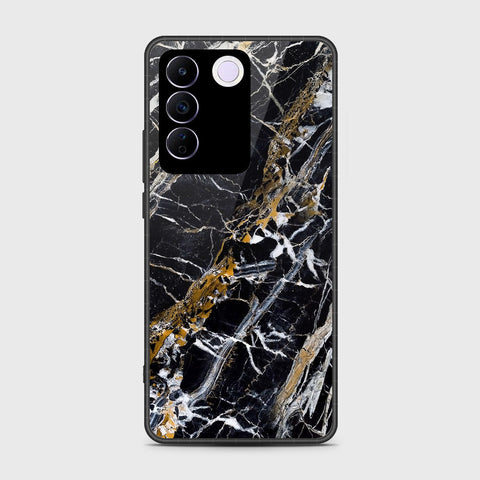 Vivo S16e Cover- Black Marble Series - HQ Ultra Shine Premium Infinity Glass Soft Silicon Borders Case