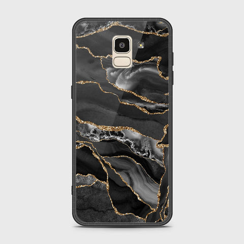 Samsung Galaxy J6 2018 Cover - Black Marble Series - HQ Ultra Shine Premium Infinity Glass Soft Silicon Borders Case