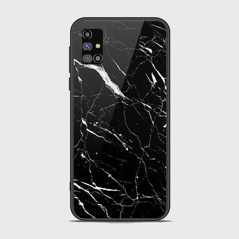 Samsung Galaxy M31s Cover - Black Marble Series - HQ Ultra Shine Premium Infinity Glass Soft Silicon Borders Case