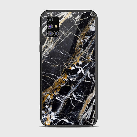 Samsung Galaxy M31s Cover - Black Marble Series - HQ Ultra Shine Premium Infinity Glass Soft Silicon Borders Case