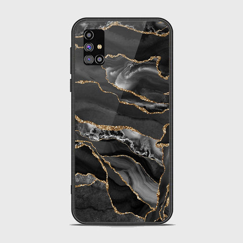 Samsung Galaxy M31s Cover - Black Marble Series - HQ Ultra Shine Premium Infinity Glass Soft Silicon Borders Case