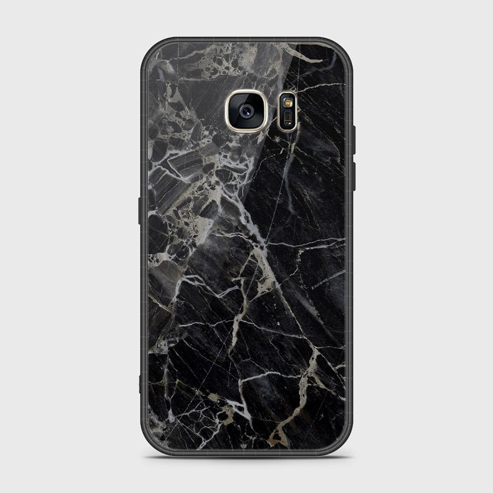 Samsung Galaxy S7 Cover- Black Marble Series - HQ Ultra Shine Premium Infinity Glass Soft Silicon Borders Case