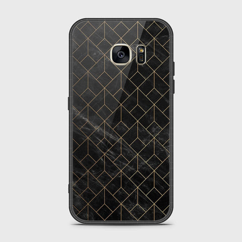 Samsung Galaxy S7 Cover- Black Marble Series - HQ Ultra Shine Premium Infinity Glass Soft Silicon Borders Case