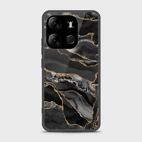 Tecno Spark Go 2023 Cover- Black Marble Series - HQ Ultra Shine Premium Infinity Glass Soft Silicon Borders Case