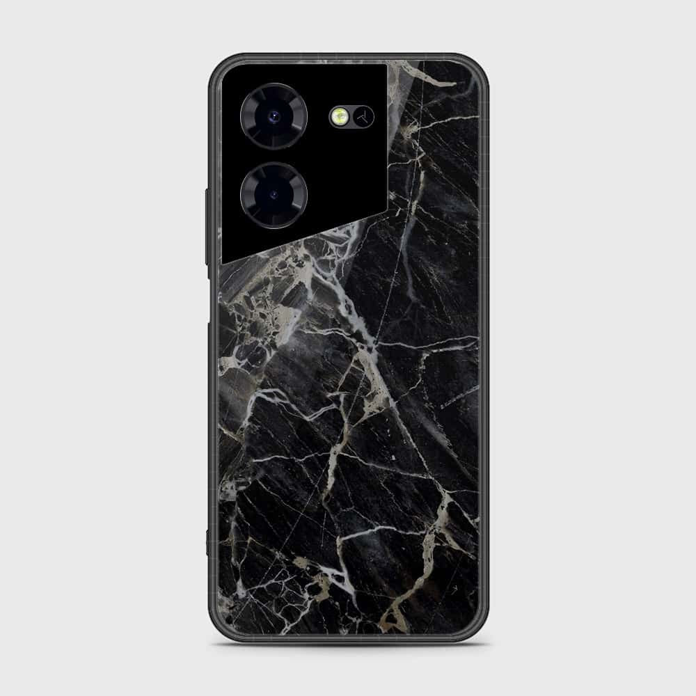 Tecno Pova 5 Pro Cover- Black Marble Series - HQ Ultra Shine Premium Infinity Glass Soft Silicon Borders Case (Fast Delivery)