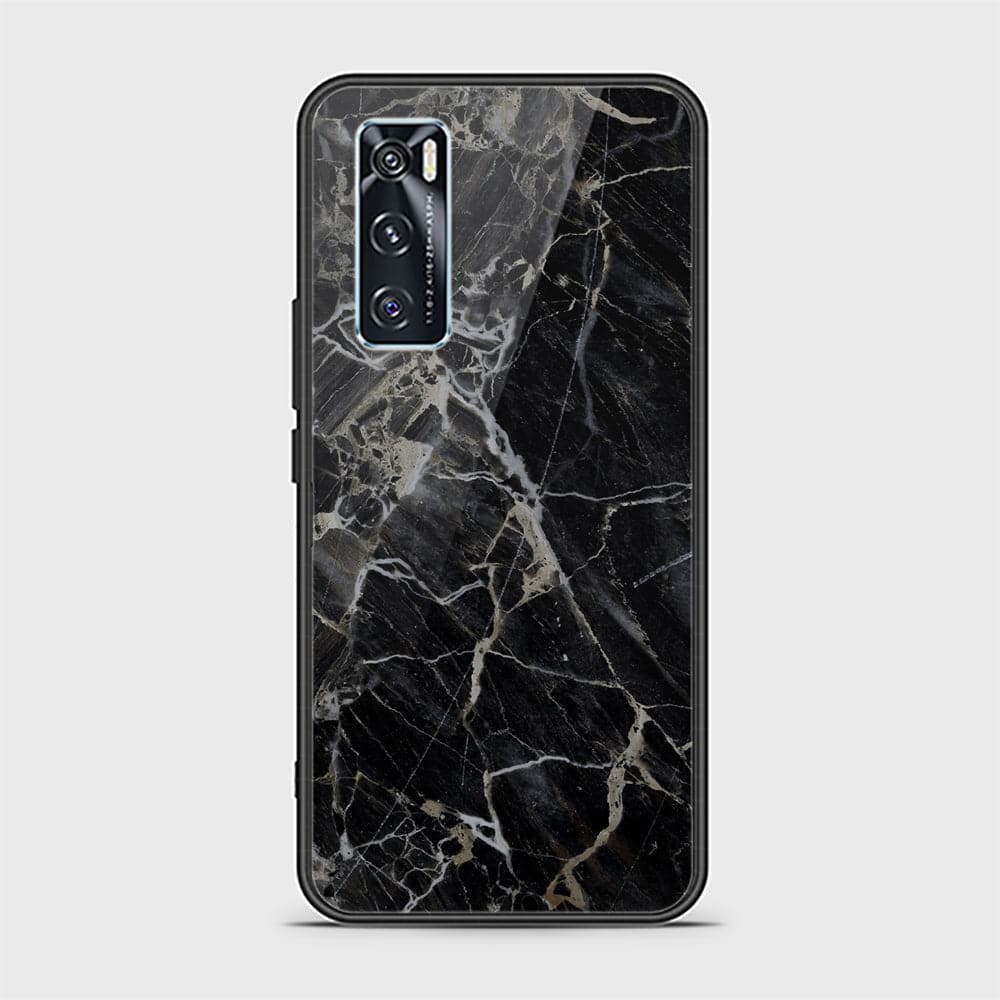 Vivo V20 SE Cover - Black Marble Series - HQ Ultra Shine Premium Infinity Glass Soft Silicon Borders Casee (Fast Delivery) (H)