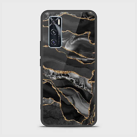 Vivo V20 SE Cover - Black Marble Series - HQ Ultra Shine Premium Infinity Glass Soft Silicon Borders Casee