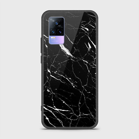 Vivo V21e Cover - Black Marble Series - HQ Ultra Shine Premium Infinity Glass Soft Silicon Borders Casee