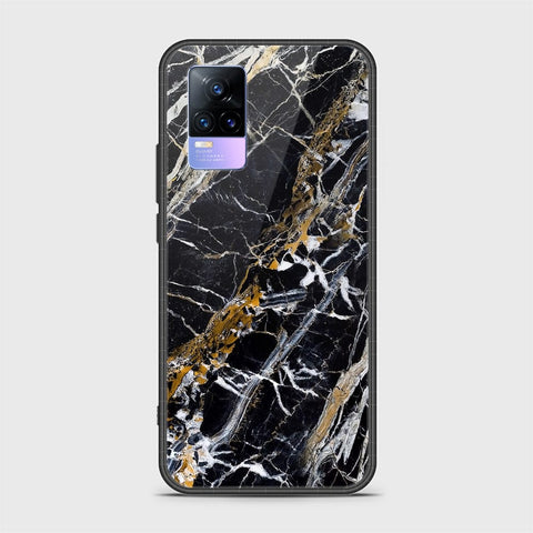 Vivo V21e Cover - Black Marble Series - HQ Ultra Shine Premium Infinity Glass Soft Silicon Borders Casee