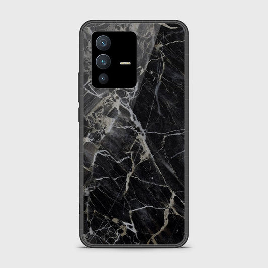 Vivo V23 5G Cover - Black Marble Series - HQ Ultra Shine Premium Infinity Glass Soft Silicon Borders Case