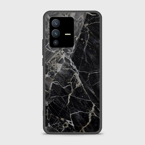 Vivo S12 Cover - Black Marble Series - HQ Ultra Shine Premium Infinity Glass Soft Silicon Borders Case