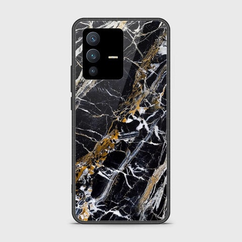 Vivo S12 Cover - Black Marble Series - HQ Ultra Shine Premium Infinity Glass Soft Silicon Borders Case