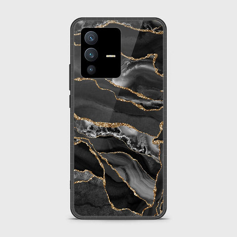 Vivo S12 Cover - Black Marble Series - HQ Ultra Shine Premium Infinity Glass Soft Silicon Borders Case