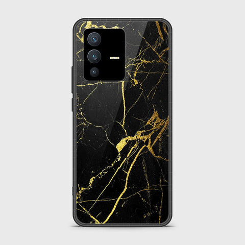 Vivo S12 Cover - Black Marble Series - HQ Ultra Shine Premium Infinity Glass Soft Silicon Borders Case