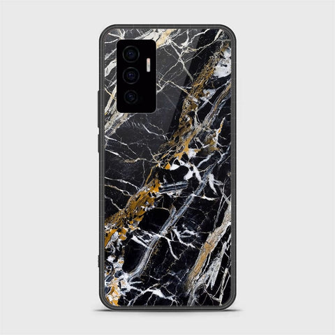 Vivo V23e Cover- Black Marble Series - HQ Ultra Shine Premium Infinity Glass Soft Silicon Borders Case