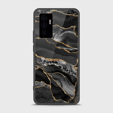 Vivo V23e Cover- Black Marble Series - HQ Ultra Shine Premium Infinity Glass Soft Silicon Borders Case