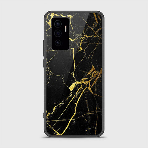 Vivo V23e Cover- Black Marble Series - HQ Ultra Shine Premium Infinity Glass Soft Silicon Borders Case