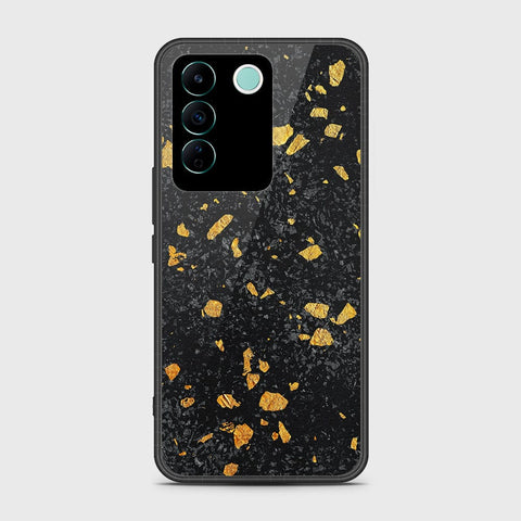 Vivo V27e Cover- Black Marble Series - HQ Ultra Shine Premium Infinity Glass Soft Silicon Borders Case