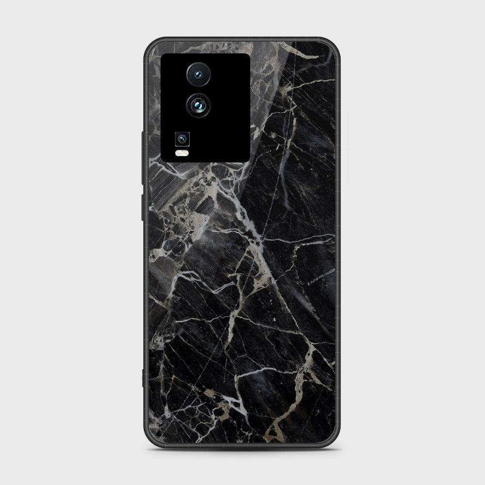 Vivo iQOO Neo 7 Cover- Black Marble Series - HQ Ultra Shine Premium Infinity Glass Soft Silicon Borders Case