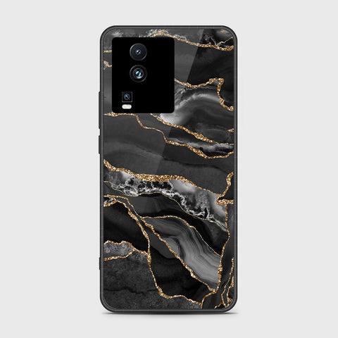 Vivo iQOO Neo 7 Cover- Black Marble Series - HQ Ultra Shine Premium Infinity Glass Soft Silicon Borders Case