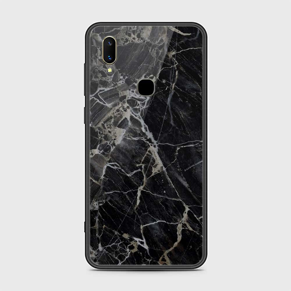 Vivo Z3 Cover- Black Marble Series - HQ Ultra Shine Premium Infinity Glass Soft Silicon Borders Case