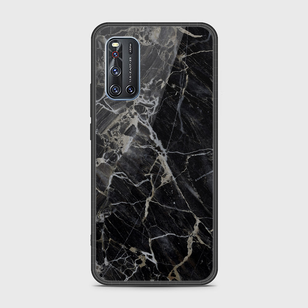 Vivo V19 Cover- Black Marble Series - HQ Ultra Shine Premium Infinity Glass Soft Silicon Borders Case