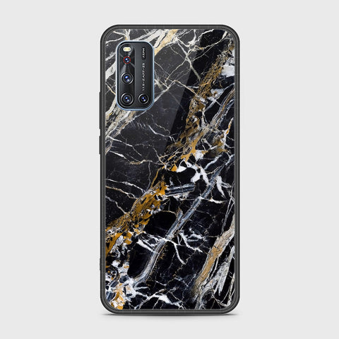 Vivo V19 Cover- Black Marble Series - HQ Ultra Shine Premium Infinity Glass Soft Silicon Borders Case