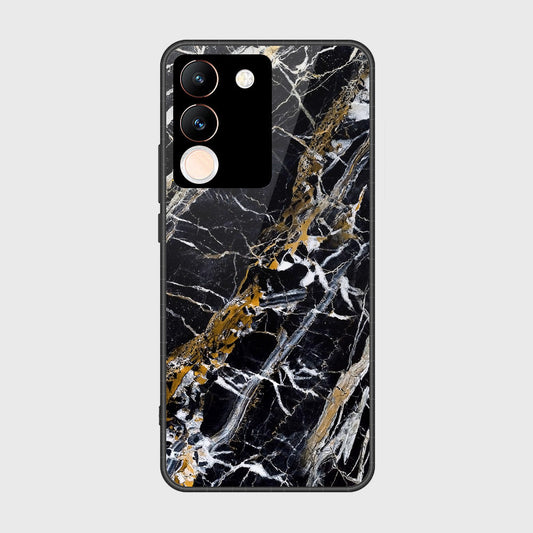 vivo V29e Cover- Black Marble Series - HQ Ultra Shine Premium Infinity Glass Soft Silicon Borders Case (Fast Delivery)