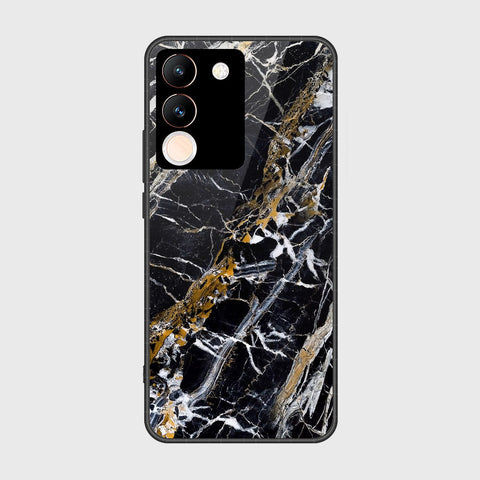 vivo V29e Cover- Black Marble Series - HQ Ultra Shine Premium Infinity Glass Soft Silicon Borders Case