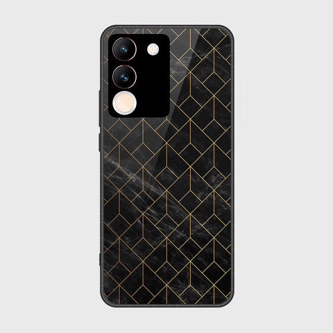 vivo V29e Cover- Black Marble Series - HQ Ultra Shine Premium Infinity Glass Soft Silicon Borders Case