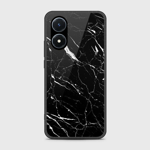 Vivo Y02s Cover- Black Marble Series - HQ Ultra Shine Premium Infinity Glass Soft Silicon Borders Case