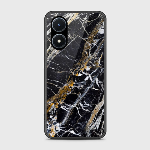 Vivo Y02s Cover- Black Marble Series - HQ Ultra Shine Premium Infinity Glass Soft Silicon Borders Case