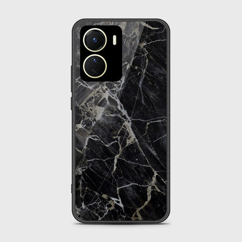 Vivo Y16 Cover- Black Marble Series - HQ Ultra Shine Premium Infinity Glass Soft Silicon Borders Case