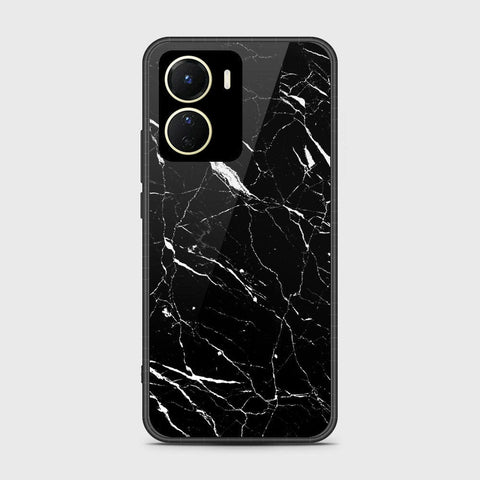 Vivo Y35 5G Cover- Black Marble Series - HQ Ultra Shine Premium Infinity Glass Soft Silicon Borders Case