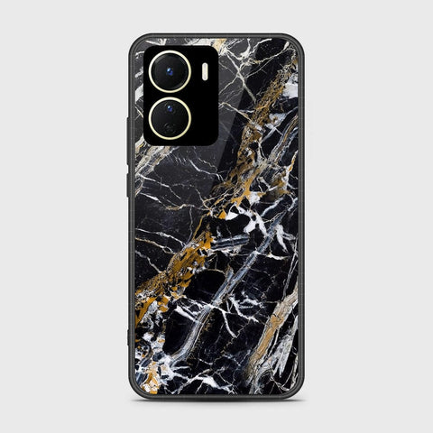 Vivo Y16 Cover- Black Marble Series - HQ Ultra Shine Premium Infinity Glass Soft Silicon Borders Case