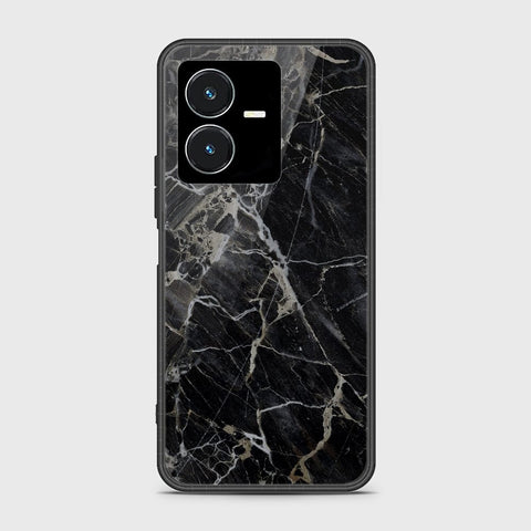 Vivo Y22 Cover- Black Marble Series - HQ Ultra Shine Premium Infinity Glass Soft Silicon Borders Case