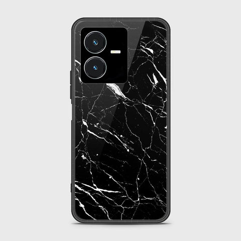 Vivo Y22s Cover- Black Marble Series - HQ Ultra Shine Premium Infinity Glass Soft Silicon Borders Case