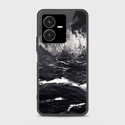 Vivo Y22s Cover- Black Marble Series - HQ Ultra Shine Premium Infinity Glass Soft Silicon Borders Case